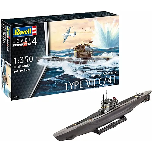 Revell Level 4 Modellbausatz U-Boot Typ VII C/41 - 35 Teile