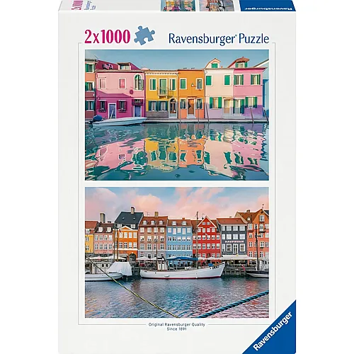 Ravensburger Puzzle 2in1 Farbenfrohe H�user - 1000 Teile