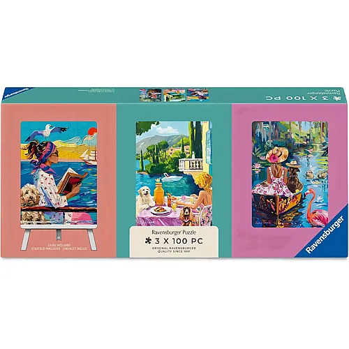 Ravensburger Puzzle 3in1 Mit Hund auf Reisen - 100 Teile