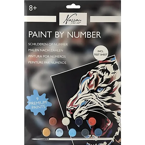 Nassau Fine Art Malen nach Zahlen Tiger Alter 8+, 33.5x23.8cm
