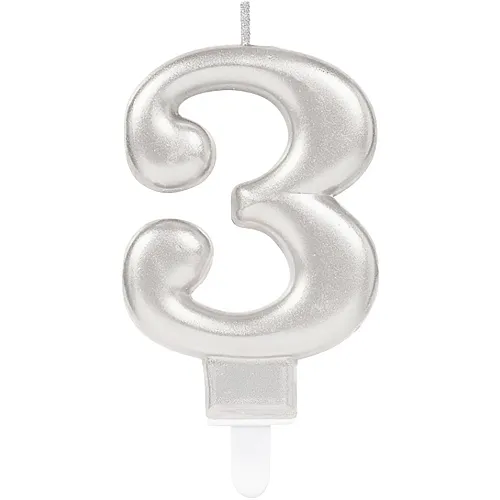 Zahlenkerze 3 Silber