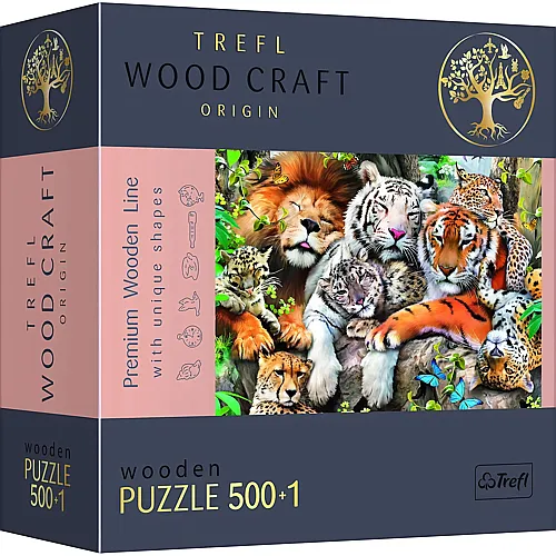 Trefl Puzzle Wood Craft Wildkatzen im Dschungel - 500 Teile