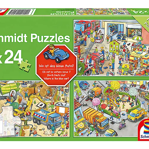 Schmidt Puzzle Wo ist das blaue Auto? (3x24)