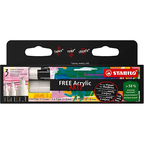 Stabilo FREE Acrylic Mix weiss - 3 Teile