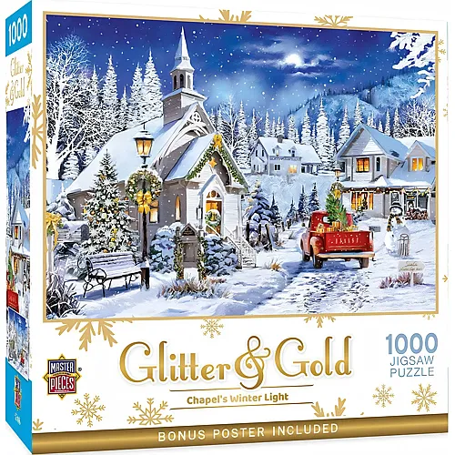 Master Pieces Puzzle Glitter + Gold Kapelle im Winter - 1000 Teile