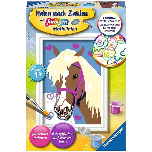 Ravensburger Malen nach Zahlen Farbige Motivlinien Liebes Pferd