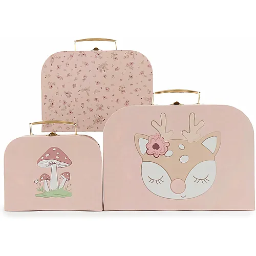 Bieco 3er Kofferset Kind Ella Dreamy Flowers | Pappkoffer | Spielzeugkoffer Kinder Travel Deko