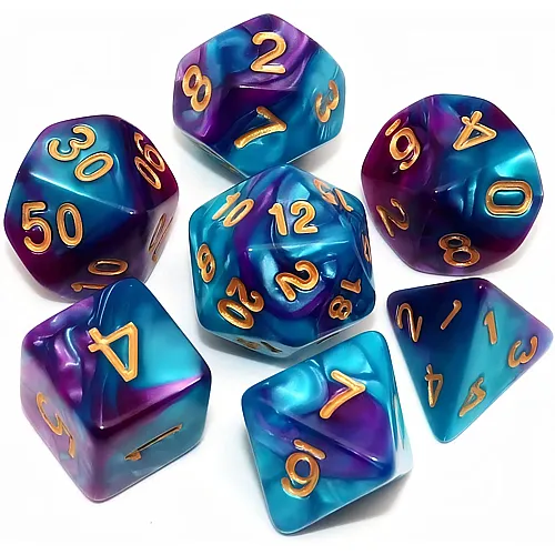 D&D Polyedrische Rollenspiel-W�rfel Seeblau-Lilat�ne - 7 Teile