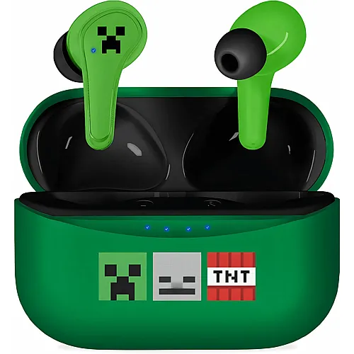 OTL Technologies Minecraft TWS Kopfh�rer mit kabelloser Ladeh�lle, Gr�n
