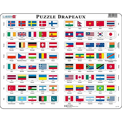 Larsen Puzzle Flaggen der Welt - 80 Teile