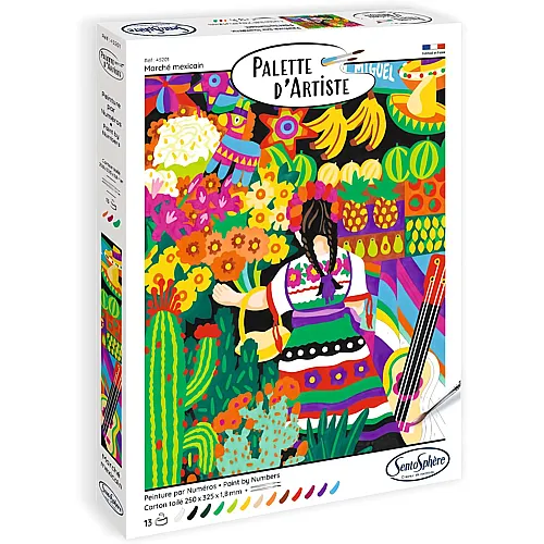 Sentosphere Palette d'Artiste Malen nach Zahlen Mexikanischer Markt