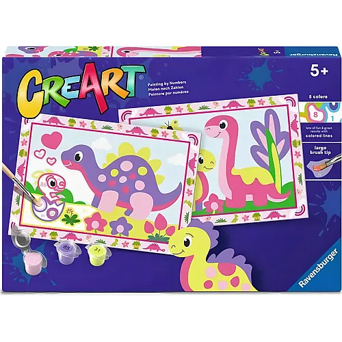 Malen nach Zahlen - Bunte Dinos
