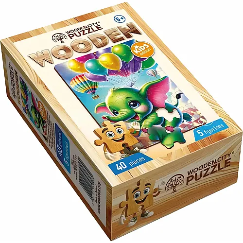 Wooden City Puzzle Flying Elefant (40Teile)