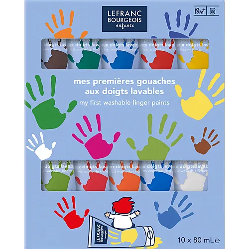 Lefranc Bourgeois Lfb Kinder Fingerfarben Set 10 X 80ml Tuben