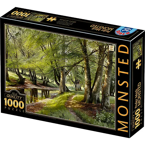 A Summer Day in the Forest with Deer in the Background 1000Teile
