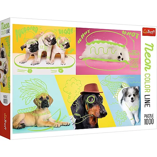 Trefl Puzzle Neon Color Line - Dogs (1000Teile)