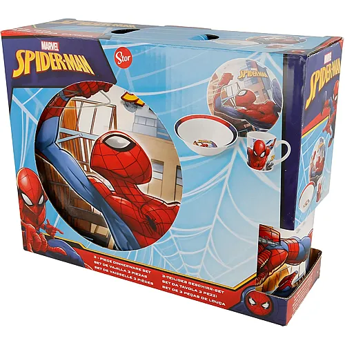 Stor Spiderman Melamin-Geschirr-Set mit Sch�ssel, Teller und Tasse