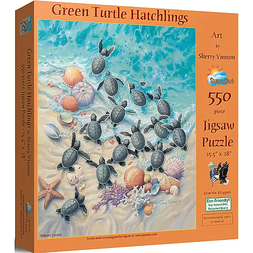 SunsOut Puzzle Sherry Vintson Green Turtle Hatchlings - 550 Teile
