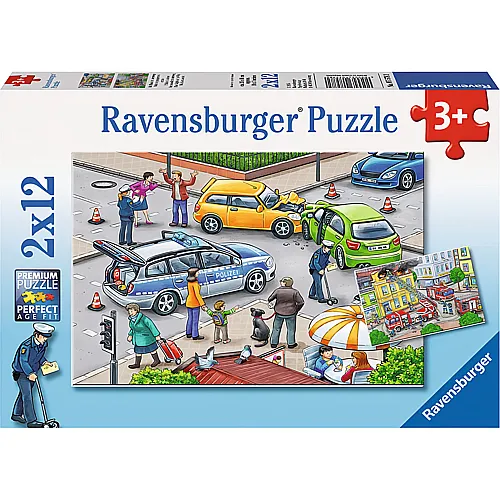Ravensburger Puzzle Mit Blaulicht unterwegs (2x12)