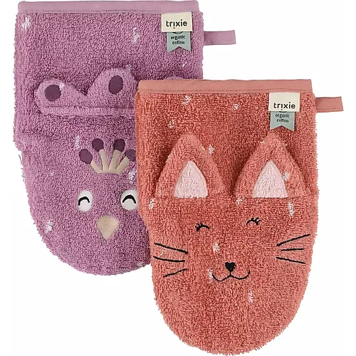 Trixie Waschhandschuh klein 2er Set Katze und Pfau