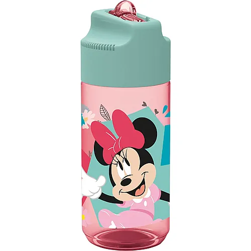 p:os Minnie Mouse Wasserflasche mit integriertem Strohhalm - 360 ml