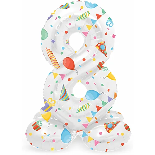 Folat Palloncino in foil in piedi Joyful Party Numero 8 - 72 cm
