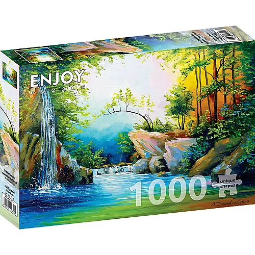 Enjoy Puzzle Im Wald beim Wasserfall - 1000 Teile