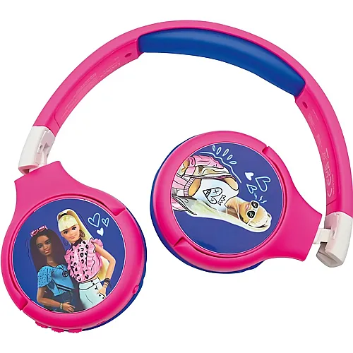 Lexibook Barbie 2in1 Bluetooth- und Kabelanschluss, faltbare Kopfhrer mit sicherer Lautstrke