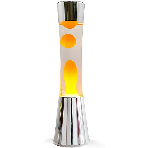 i-total Fl�ssige und farbige Lavalampe, Silberner Sockel Weiss/Orange - 40 cm