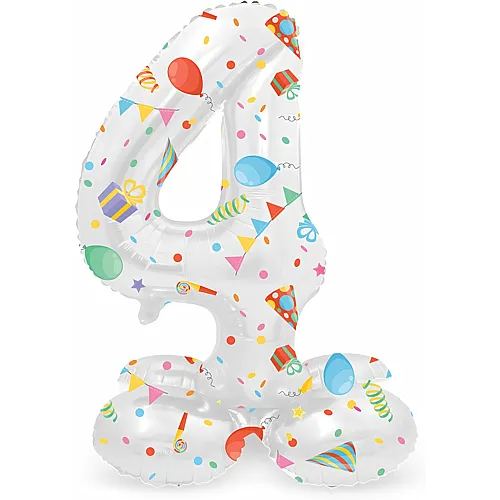 Folat Stehender Folienballon Joyful Party Nummer 4 -72cm