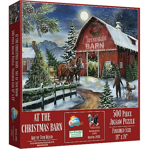 SunsOut Puzzle Tom Wood In der Weihnachtsscheune - 500 Teile