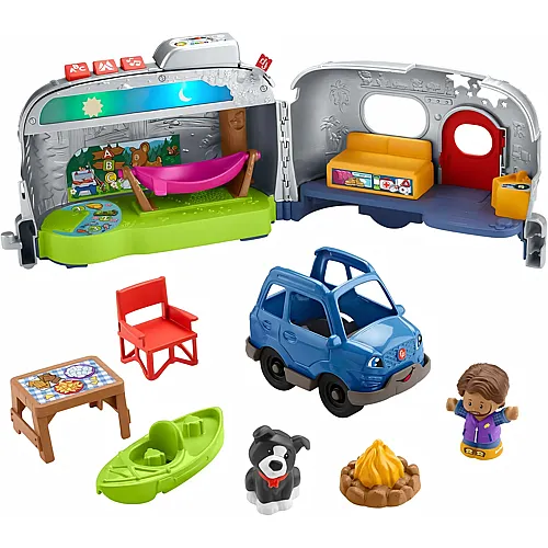 Fisher-Price Little People Camping Abenteuer, interaktives Lernspielzeug mit Auto, Wohnwagen und 2 Figuren, mit verschiedenen Sounds und mehrfarbigen Lichtern f�r Kinder ab 12 Monaten