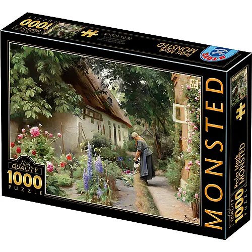 An Old Woman Watering the Flowe 1000Teile