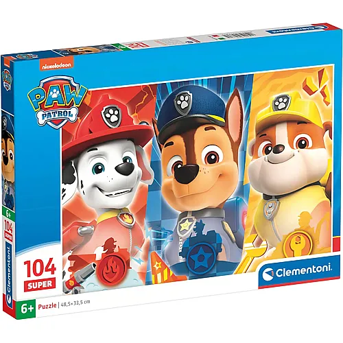 Clementoni Puzzle Supercolor Paw Patrol Marshall, Chase & Rubble (104Teile)