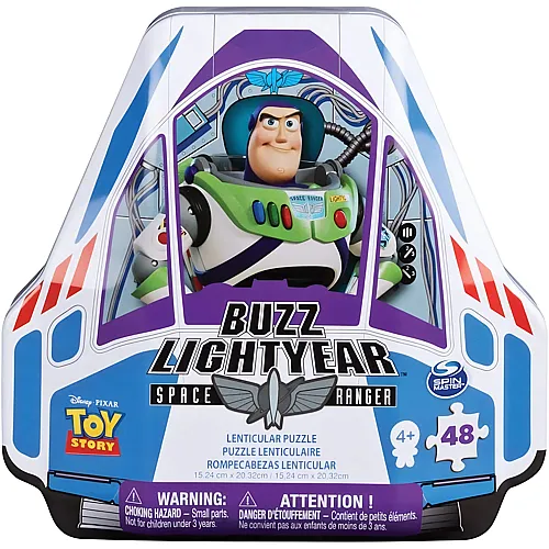 Spin Master Cardinal 6047064 Toy Story 4 Buzz Lightyear Lenticular Puzzle in a Shaped Tin Packaging, Mehrfarbig