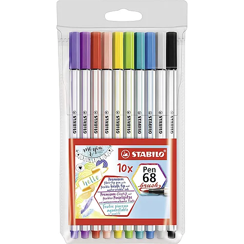Stabilo Fasermaler Pen 68 brush Plastiketui - 10 Teile