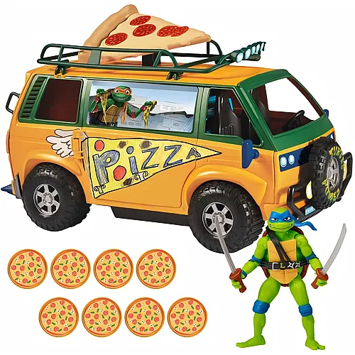 Playmates Mutant Mayhem Pizza Fire Lieferwagen mit Leonardo Figur