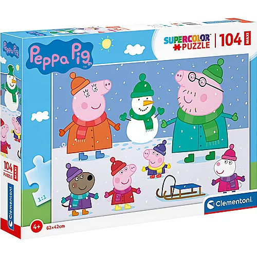 Clementoni Puzzle Supercolor Maxi Peppa Pig im Schnee (104Teile)