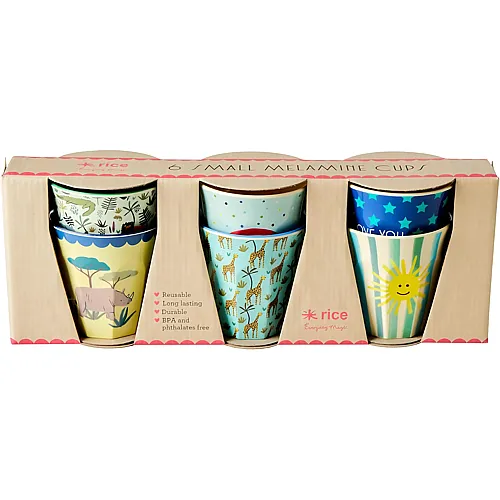 Rice Klein Melamin Kinderbecher - Multi - 6er Pack