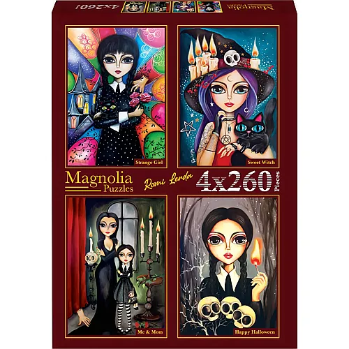 Magnolia Puzzle Puzzle 260 Teile 4 Puzzles - Romi Lerda - Strange Girl - Sweet Witch -
