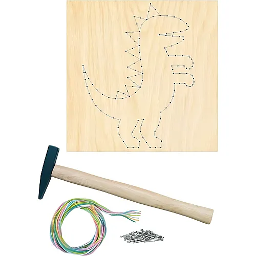 Pebaro Nagelbild-Set Dinosaurier 15 mm Pappelsperrholz 20 x 20 cm mit Druck