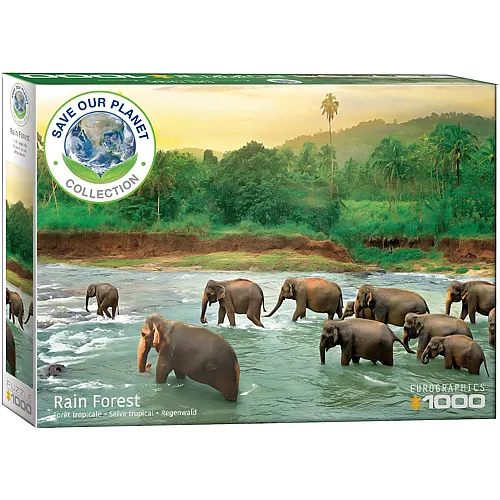 Elefantenherde im Regenwald 1000Teile