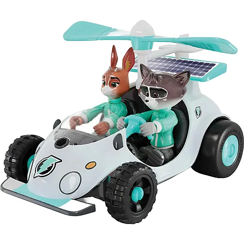 Jumbo Mille Bornes Challenge Quinn und Charlie, 15 cm langes Fahrzeug, 2 Figuren, ab 4 Jahren