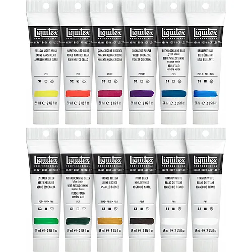 Liquitex Lqx Prof. Heavy Body Acrylfarbe Set Klassisch 12 X 59 ML Tub