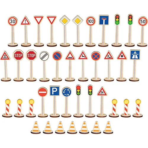 Goki Mein Grosses Verkehrszeichen-set 40 Schilder, 80 Teile, 11 Cm
