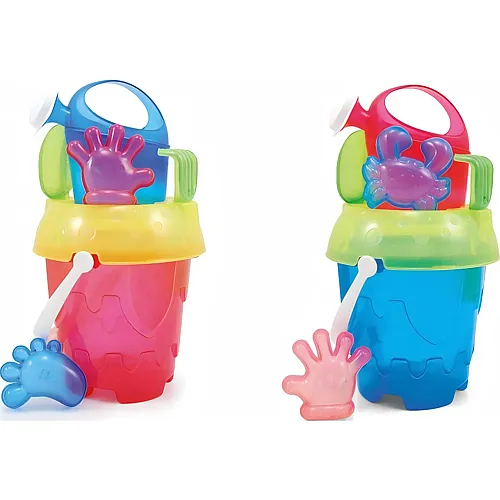 Sombo Sandeimer-Set 18cm ass. Eimer, Sieb, Schaufel und Rechen,