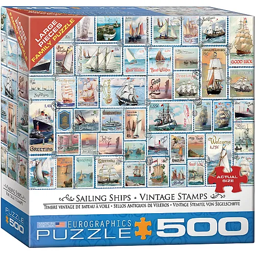 Eurographics Puzzle Sailing Ships - Vintage Stamps - 500 Teile
