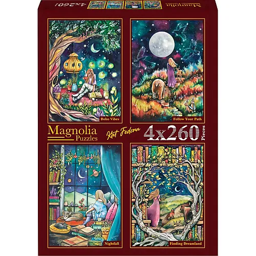 Magnolia Puzzle Puzzle 260 Teile 4 Puzzles - Kat Fedora - Bobo Vibes - Follow Your Pat
