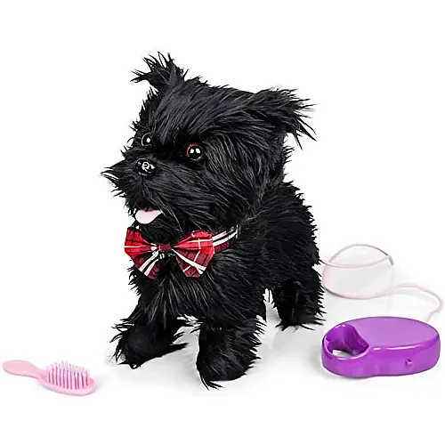 Tobar Animigos Laufender Pl�schhund mit B�rste und Leine Schwarz (22cm)