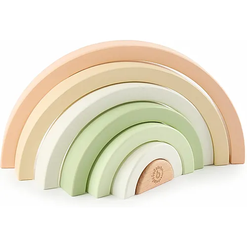 Bieco Regenbogen-Stapelturm aus Holz | Montessori Jousting Spiel f�r Baby und Kinder | Holzhase feine Dekoration ab 1 Jahr